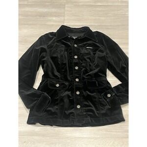 Women's VTG Guess USA Velvet Black Jacket Long Sleeve M